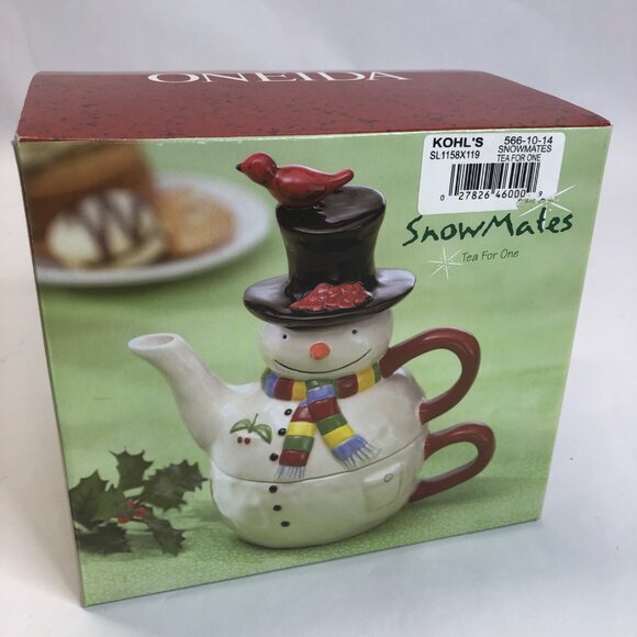 Oneida SnowMates Tea for One Hand Painted Teapot & Cup New Open Box - Picture 3 of 14